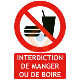 Panneaux interdiction de manger ou de boire