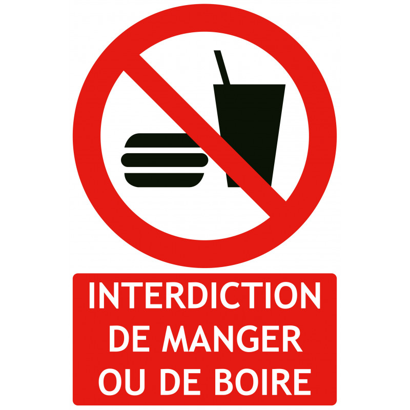 Panneaux interdiction de manger ou de boire