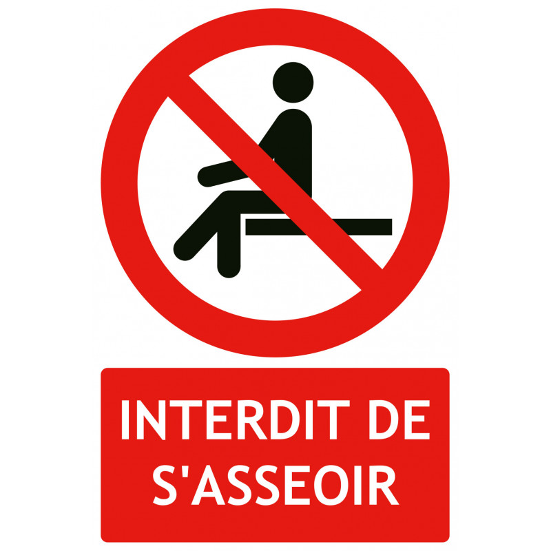 Panneau interdit d'asseoir ISO7010