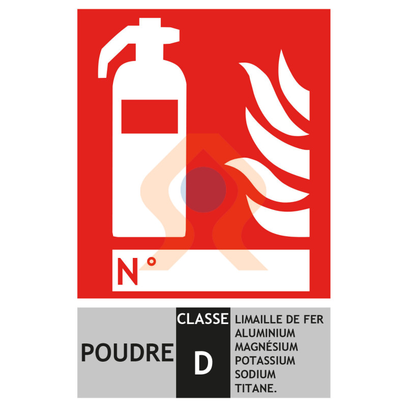 Panneau extincteur poudre classe D format portrait