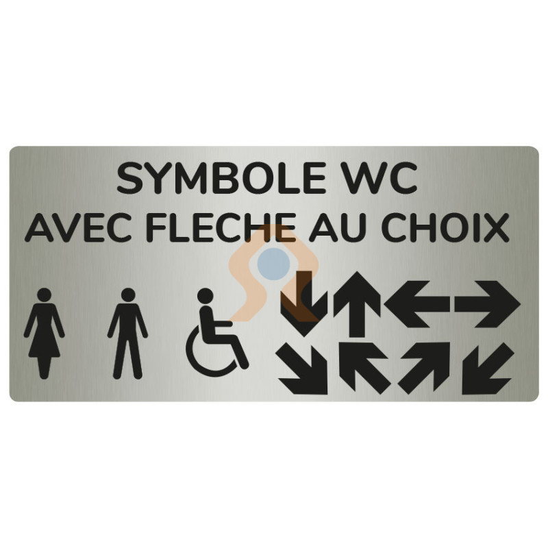 Panneau toilettes accueil public avec sens flèche au choix Panneau toilettes accueil public avec sens flèche au choix