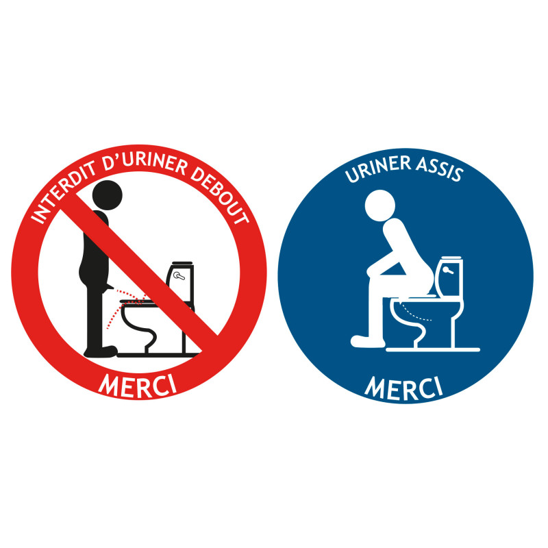 Panneau interdit d'uriner debout uriner assis