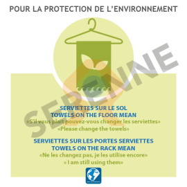 Consigne serviettes hôtel affichage environnemental