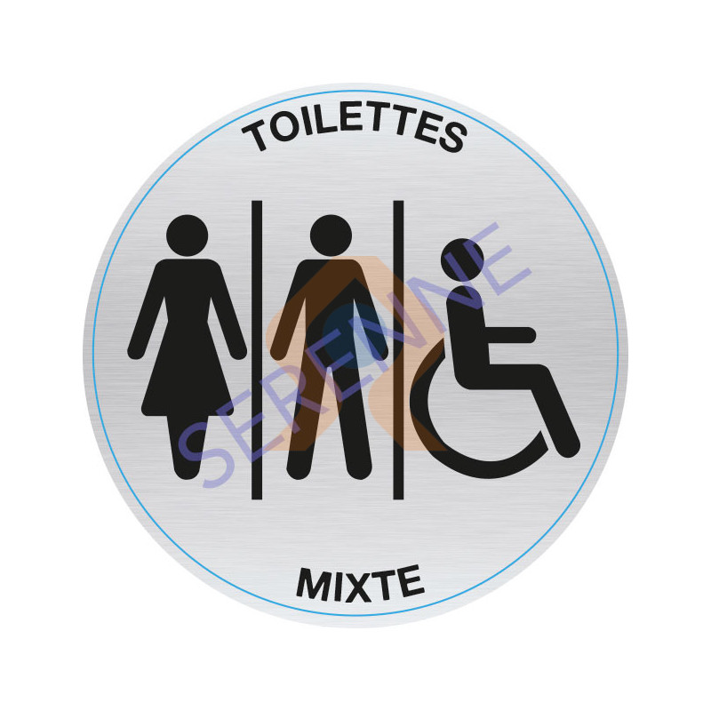 Autocollant toilettes mixtes et PMR