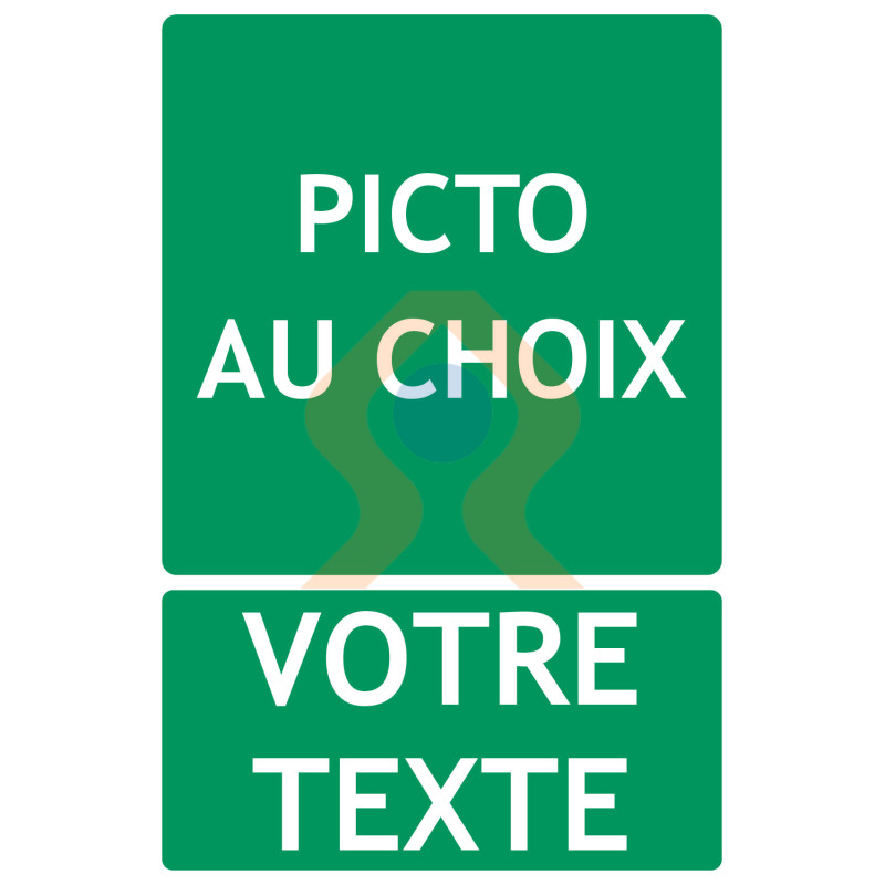 Panneau evacuation avec picto et texte au choix Panneau evacuation avec picto et texte au choix