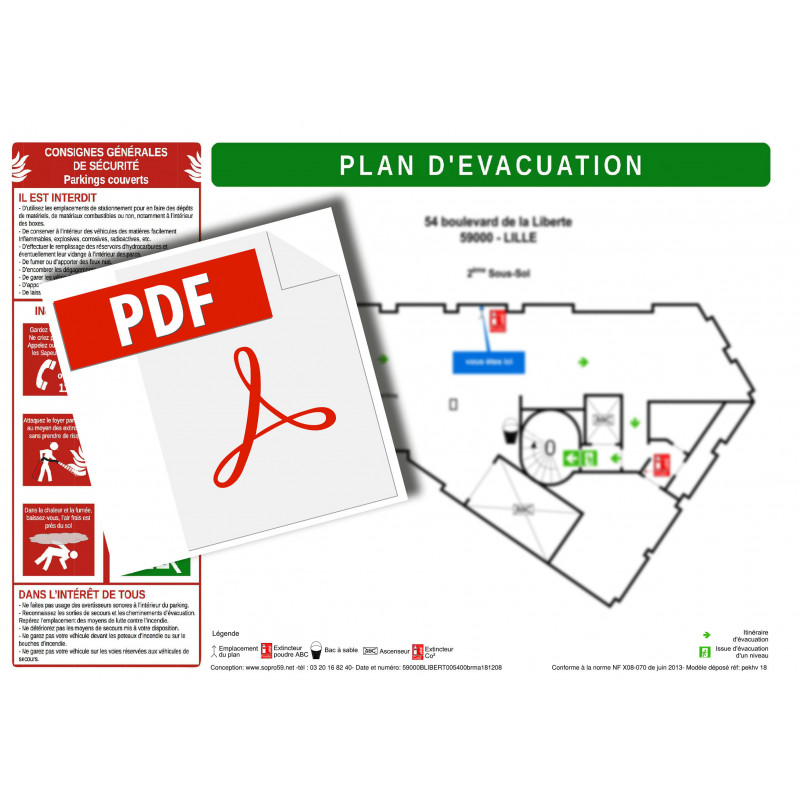 Traçage et envoi fichier PDF par mail plan évacuation