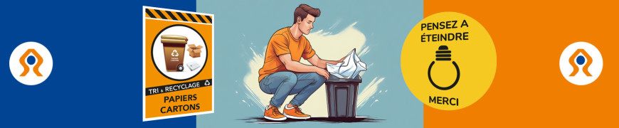 Panneaux tri déchets et recyclage gamme économies d'énergies